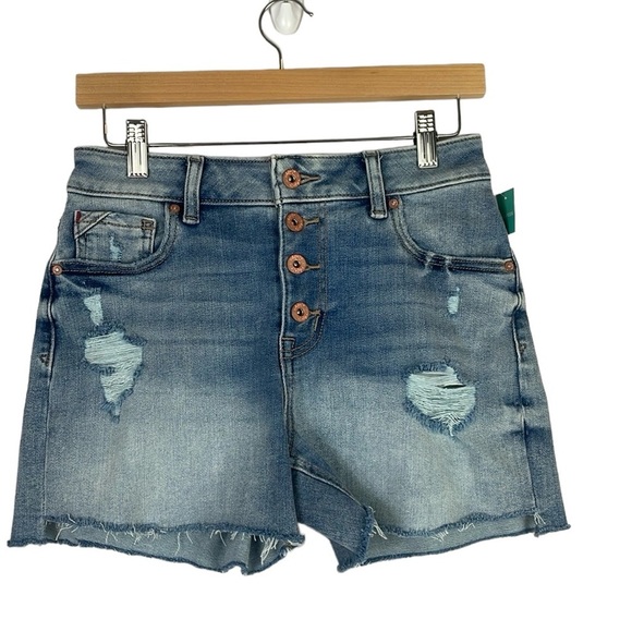 NWT Edgely Women Denim Jean Shorts SZ 4 High Rise Distressed Stretch - Picture 1 of 10
